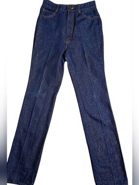 Butter Women's Navy Jeans with Gold Glitter Straight Leg
